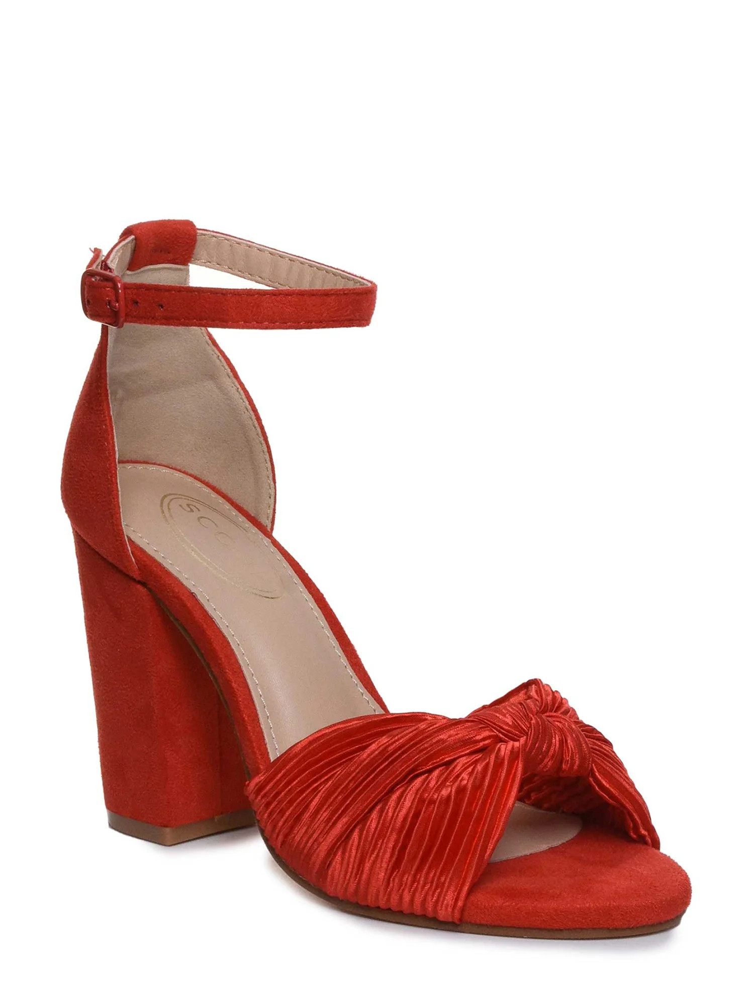 Scoop Women's Crinkle Fabric Block Heel Sandals - Walmart.com | Walmart (US)