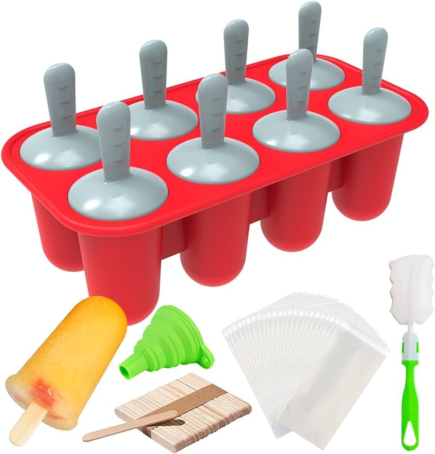 Miaowoof Homemade Popsicles Molds, Silicone Ice Popsicle Maker, Ice Pop Molds with 50 Popsicle St... | Amazon (US)
