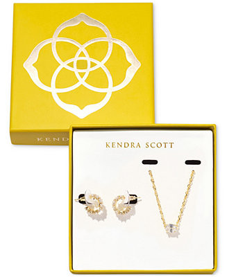 Kendra Scott 14k Cubic Zirconia Pendant Necklace & C-Hoop Earrings Set - Macy's | Macy's
