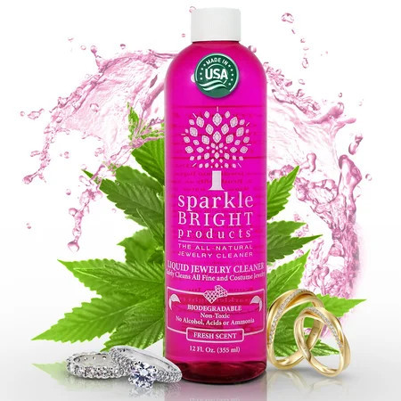 Sparkle Bright All-Natural Jewelry Cleaner Solution - 12oz. | Jewelry Cleaning for Ultrasonic Diamonds Fine Costume Designer Fashion Jewelry | Walmart (US)