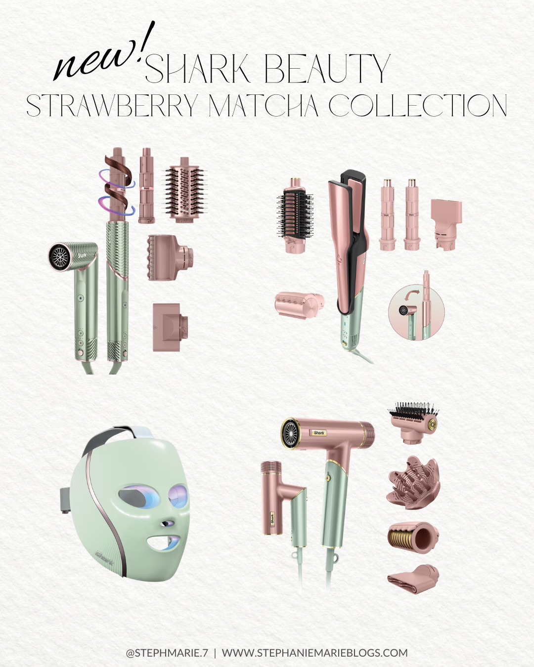 Shark Beauty’s new Strawberry Matcha Collection might be their prettiest launch yet! 🍓🍵 The limited-edition colorway is available across some of their most popular hair tools and even their CryoGlow LED face mask. Such a fun way to upgrade your beauty routine!  

 #LTKOver40 #LTKBeauty