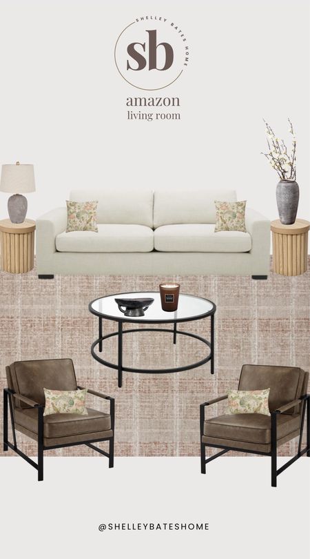 Shop this living room design, all from Amazon.




Living room rug, living room couch, living room coffee table, accent chairs, side table, table lamp, faux florals, vase, accent pillows, accent bowl, large candle, throw pillows

#LTKstyletip #LTKhome