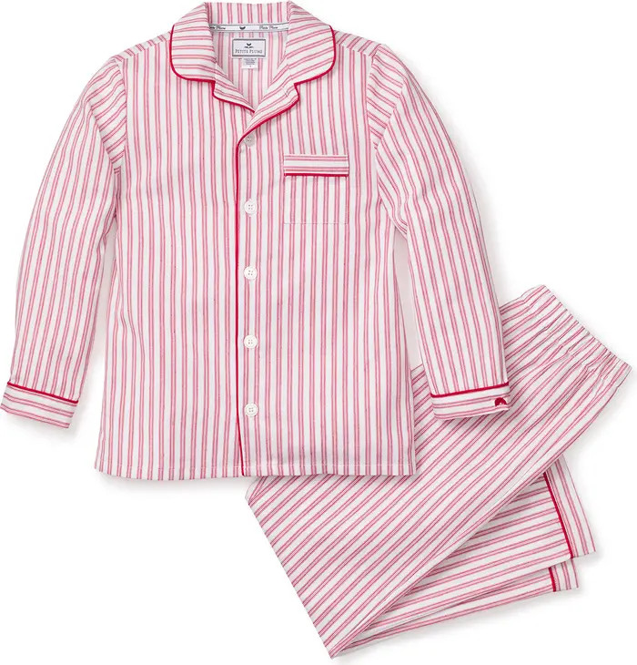 Petite Plume Ticking Stripe Flannel Two-Piece Pajamas | Nordstrom | Nordstrom