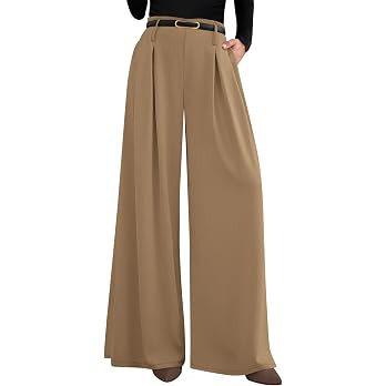 PRETTYGARDEN Womens Wide Leg Trousers 2026 Elastic High Waisted Dress Pants Pleated Slacks Flowy ... | Amazon (US)