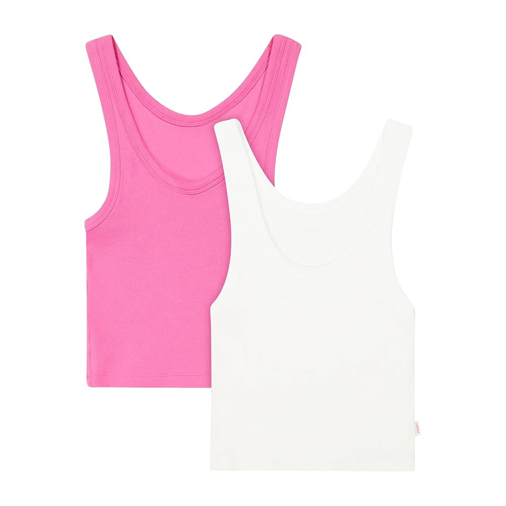 Hanes Womens Originals Rib Crop Tank Top 2-Pack, Comfywear Stretch Cotton Cropped Top | Amazon (US)