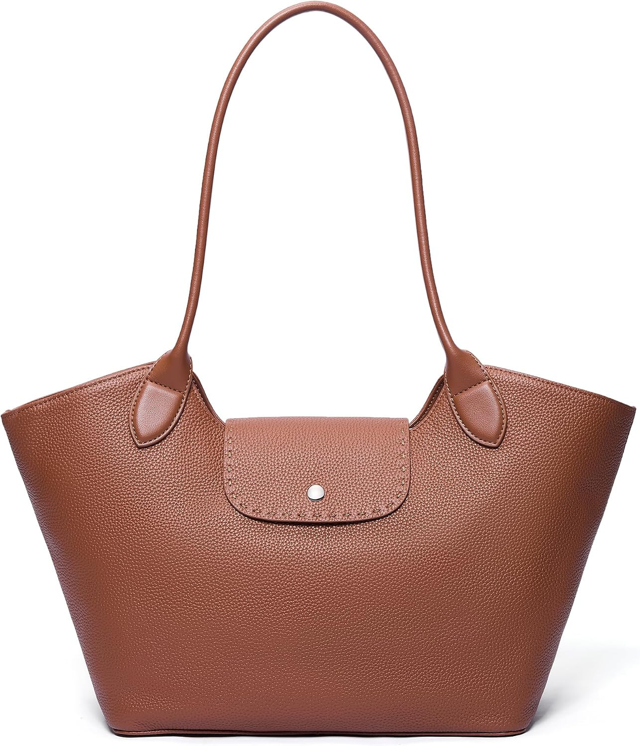 Genuine Leather Tote Bag for Women Minimalist Roomy Shoulder Purse | Amazon (US)