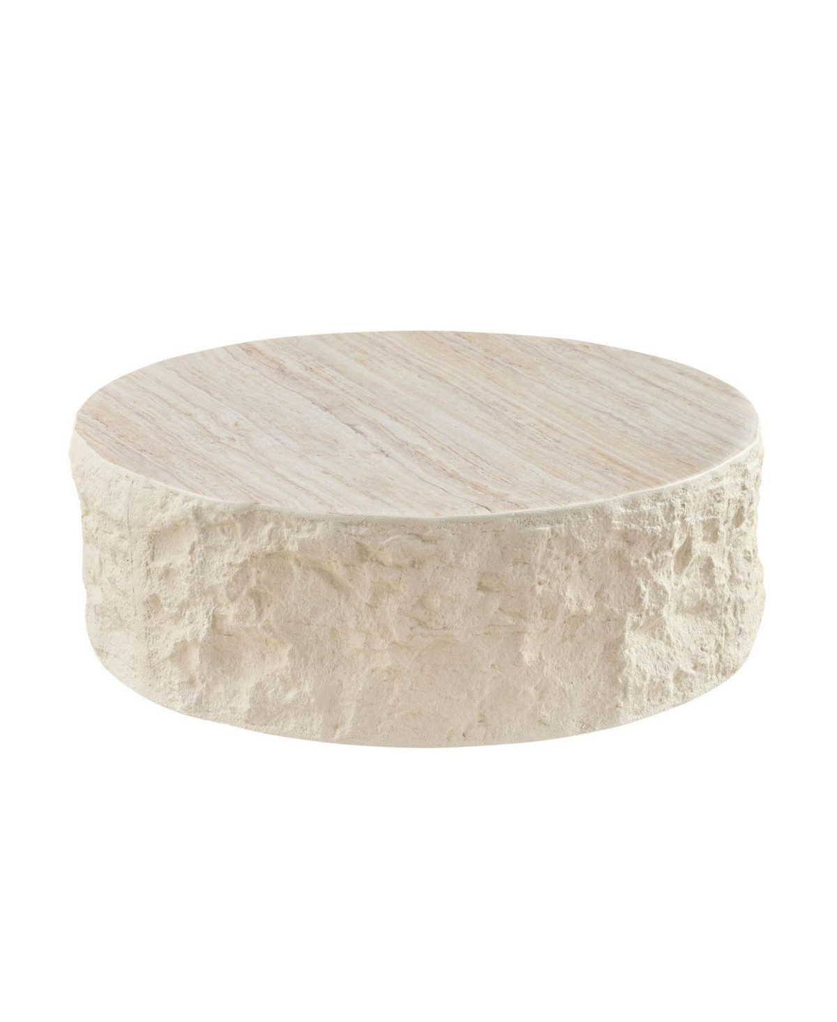 Streamdale Furniture Vintage Round Coffee Table for Living Room, Fiberglass & Imitation Stone - Beige | Macy's