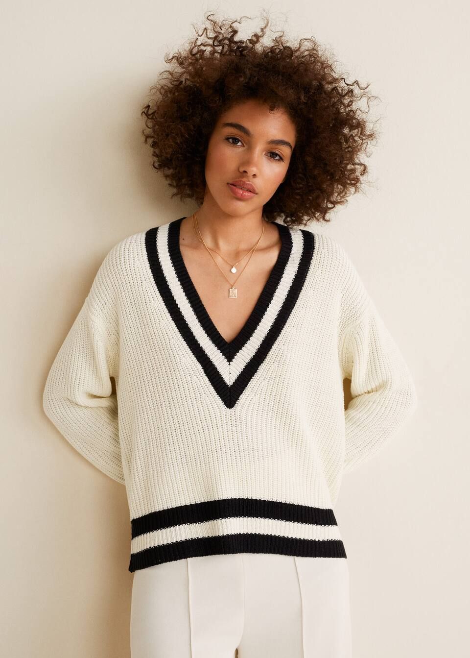 Contrast panel sweater - f foSweaters Women | MANGO (US)