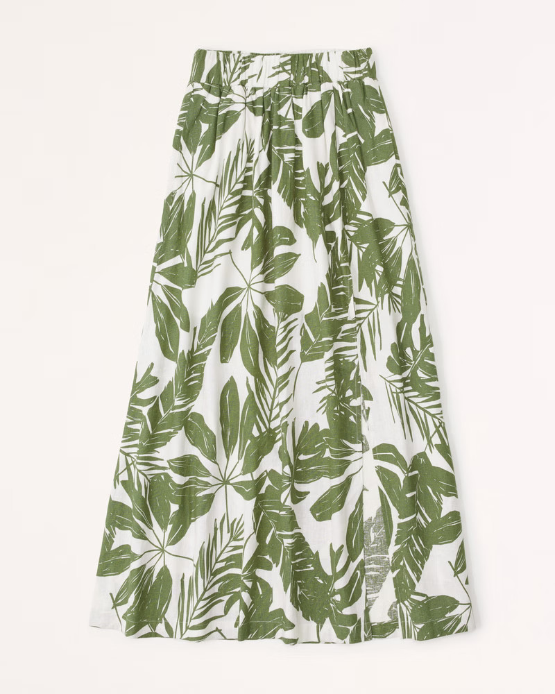 Linen-Blend High-Slit Maxi Skirt | Abercrombie & Fitch (US)