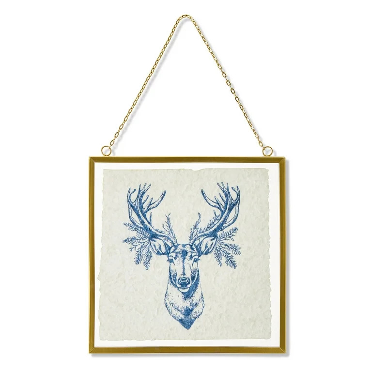 Holiday Time Metal Sign With Blue Deer Head 1 Piece Hanging Wall Decor 8” | Walmart (US)