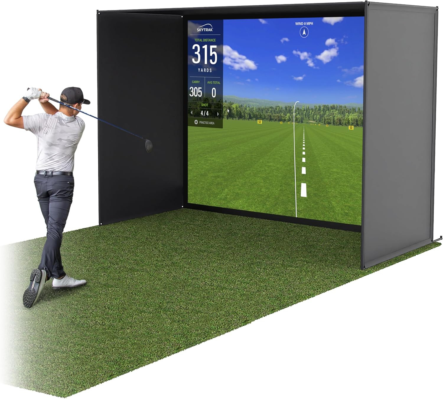 GoSports Golf Simulator Enclosure Nets - Complete Set with Frame and HD Impact Screen Kit - Indoor At Home Golf Training Equipment - Choose 10x8 ft, 12x9 ft, or 14x8 ft | Amazon (US)