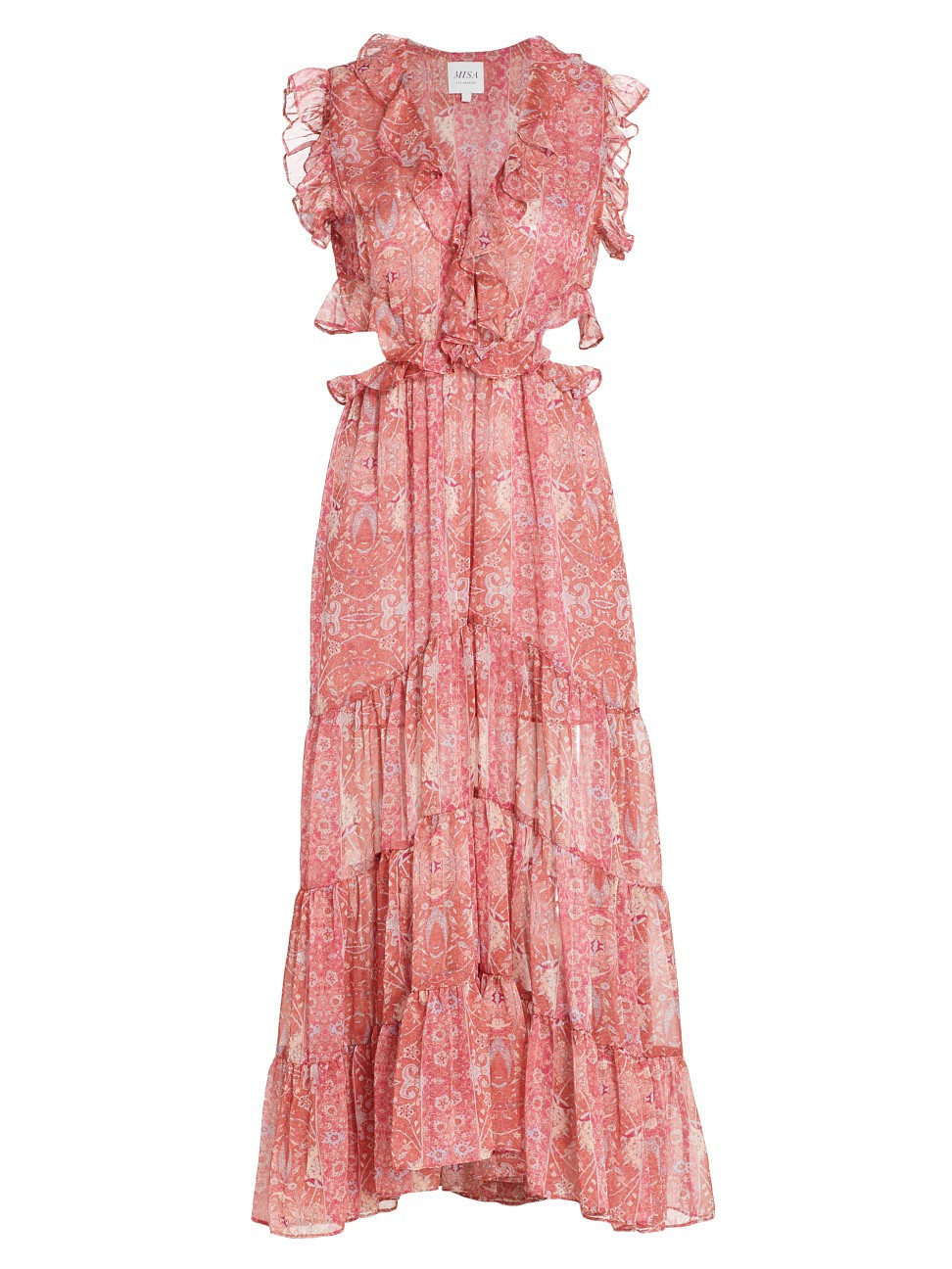Women's Natasha Ruffled Floral Midi Dress - Washed Rose Lilac - Size Medium | Saks Fifth Avenue