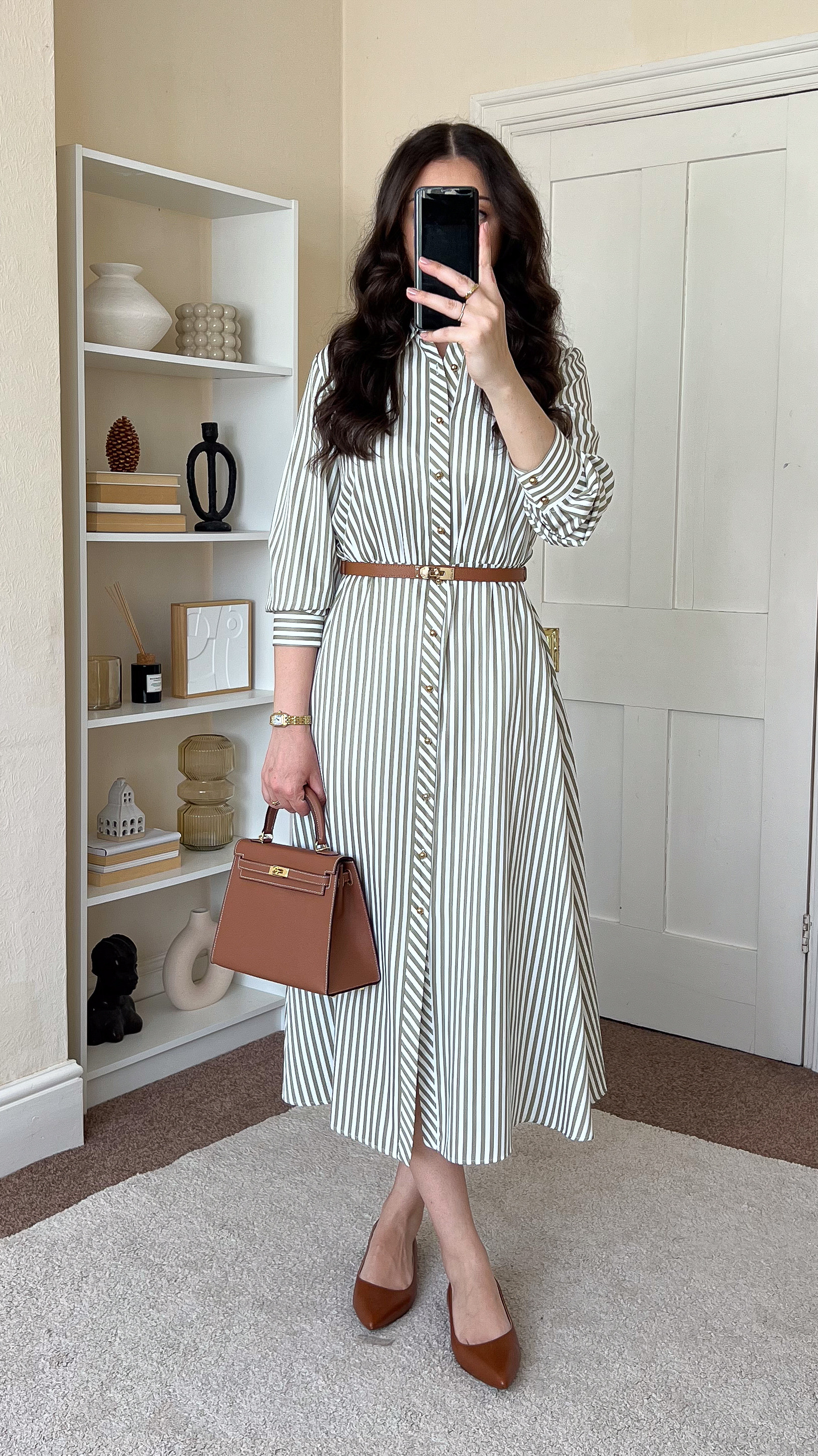 Chic spring/summer dress outfit. Dress is Zara, size S. Flats are Ralph Lauren. Bag is Totes Luxe Uk. 

 #LTKxRalphLauren #LTKspring #LTKsummer