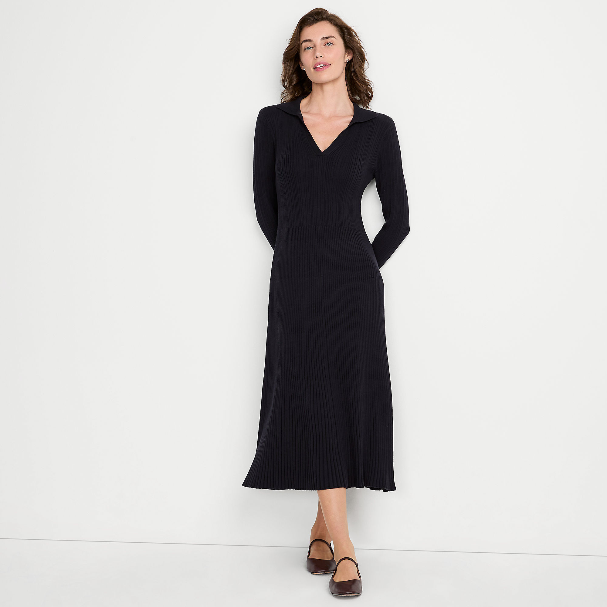 Women's Fine Gauge Fitted Sweater Dress | Lands' End (US)