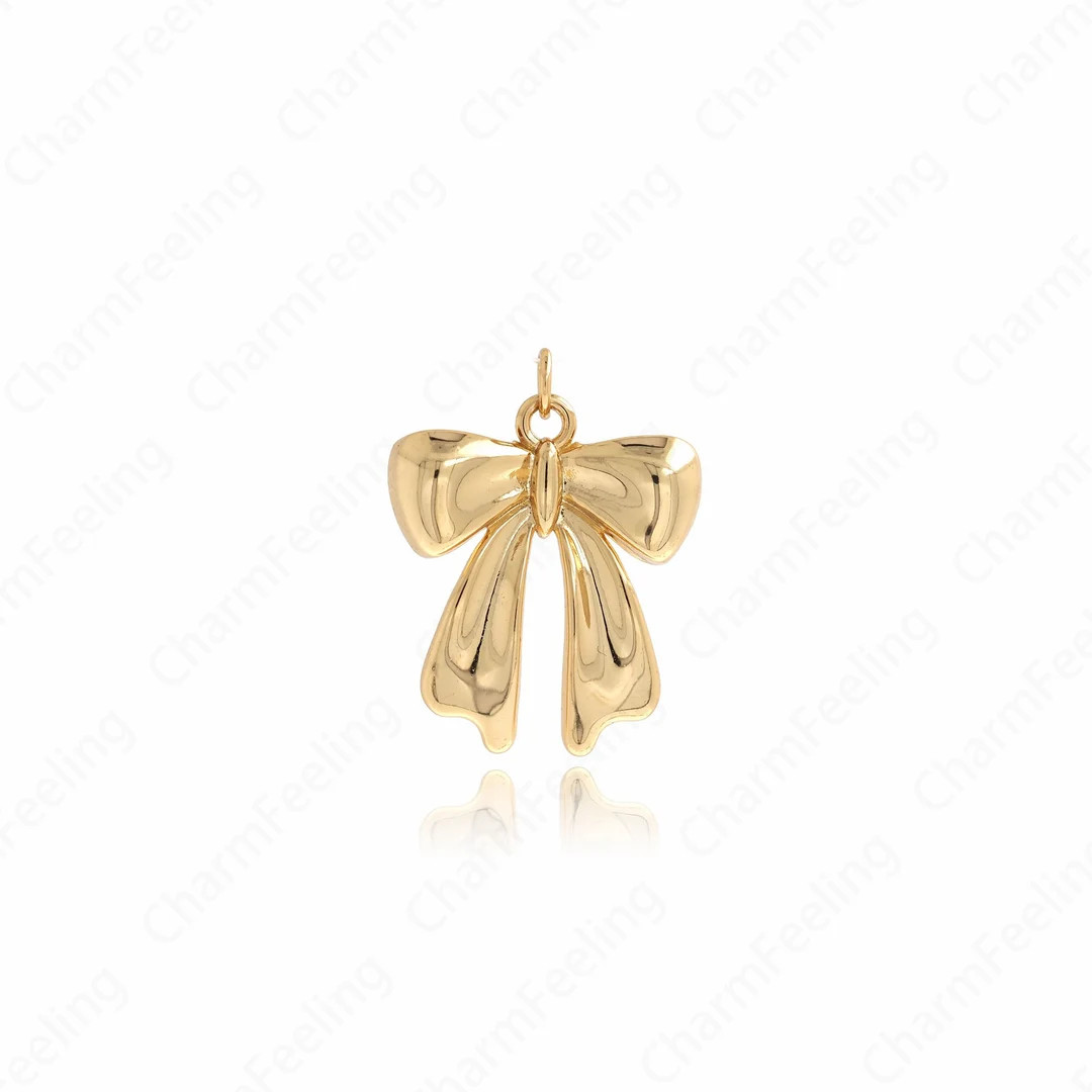18K Gold Filled Bow Charm, Gold Bow Necklace, Bow Pendant,dainty Knot Charm, DIY Jewelry Supplies... | Etsy (US)