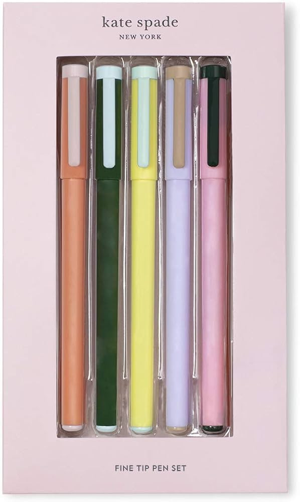 Kate Spade New York Black Ink Fine Tip Pen Set of 5, Colorblock | Amazon (US)