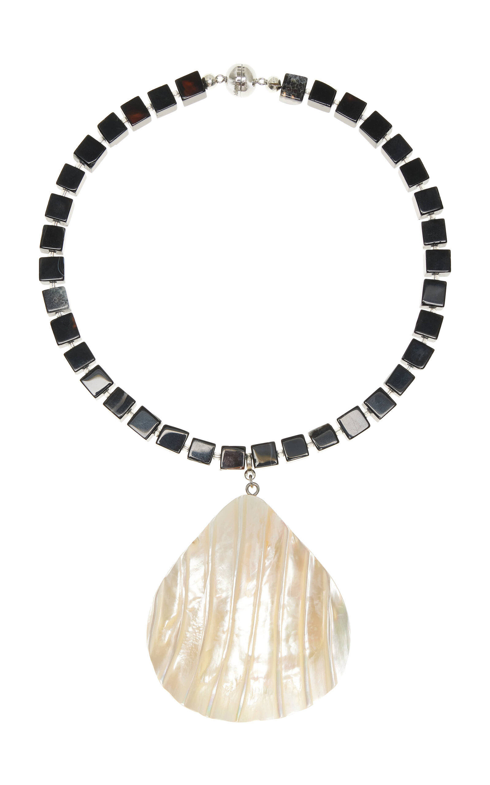 Oro Rhodium-Plated Mother Of Pearl Onyx Necklace | Moda Operandi (Global)