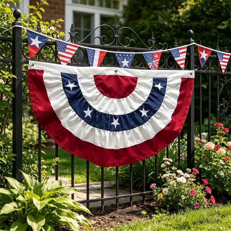 1 Pack USA Pleated Bunting Fan Flags 1.5x3 Ft \u2013 American Patriotic Half Fan Banner for Outsi... | Walmart (US)