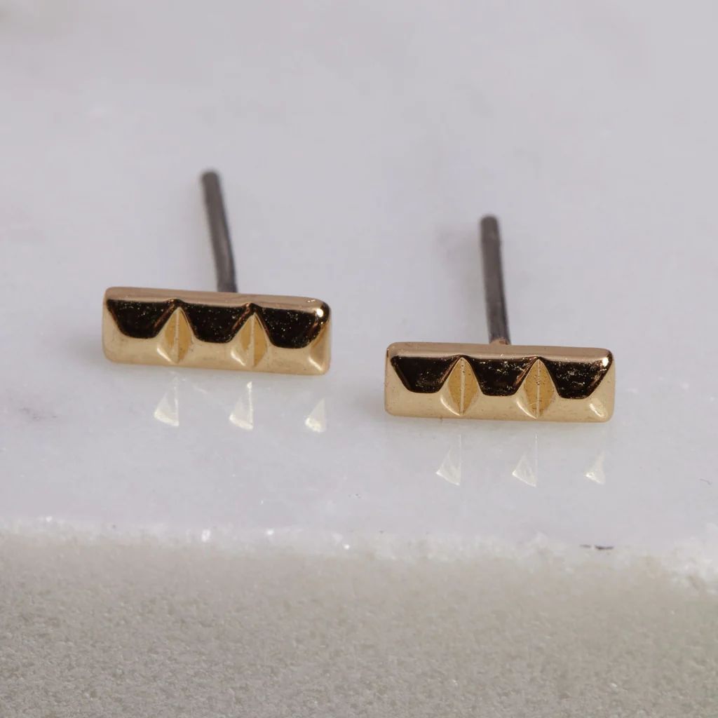 Gold Roxy Studs | Nickel and Suede