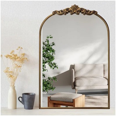 Ornate Baroque Vintage Gold Mirror - Arched Antique Brass Mirror with Full Metal Frame - Perfect for Entryway, Fireplace, Living Room | Target