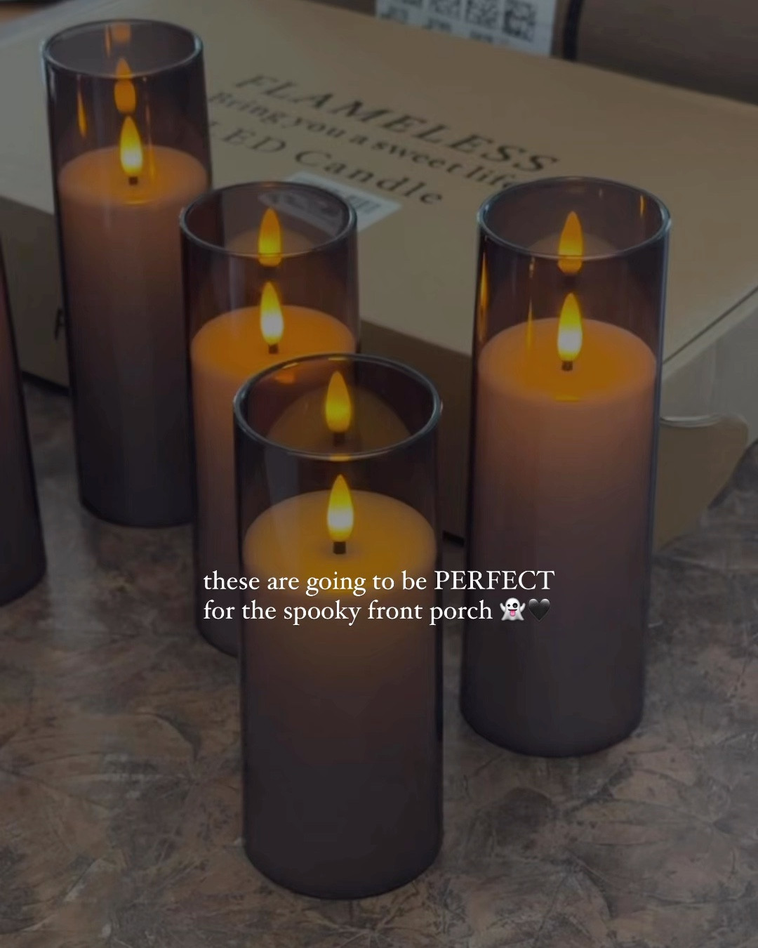 The perfect black glass flameless candles for your spooky Halloween porch 🕯️🖤👻

#LTKHome #LTKHalloween #LTKSeasonal