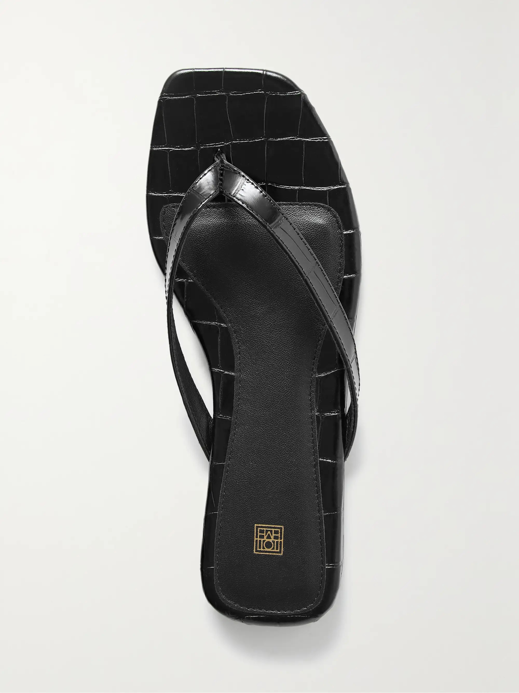 Croc-effect leather flip flops | NET-A-PORTER APAC