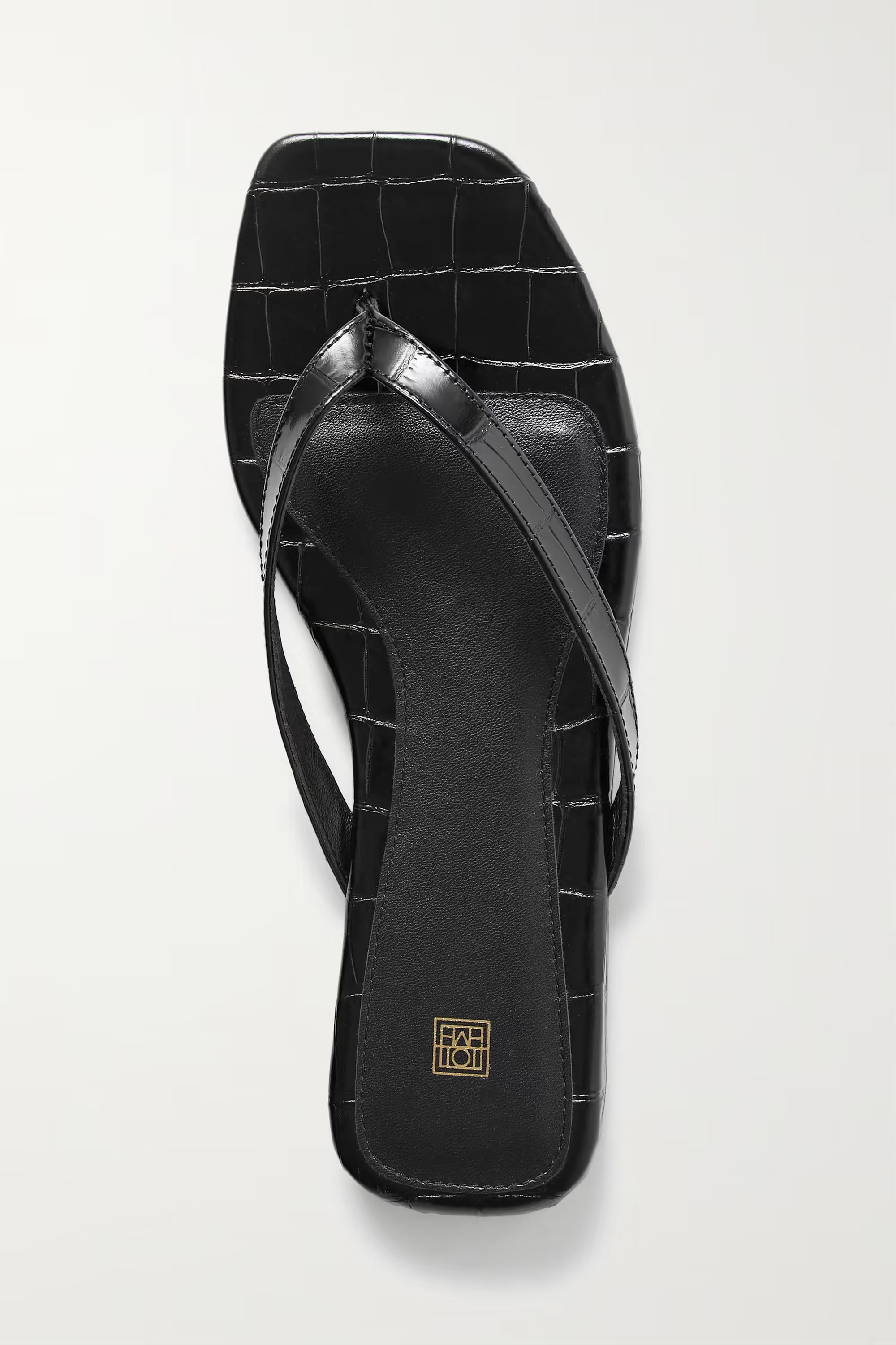 Croc-effect leather flip flops | NET-A-PORTER (UK & EU)