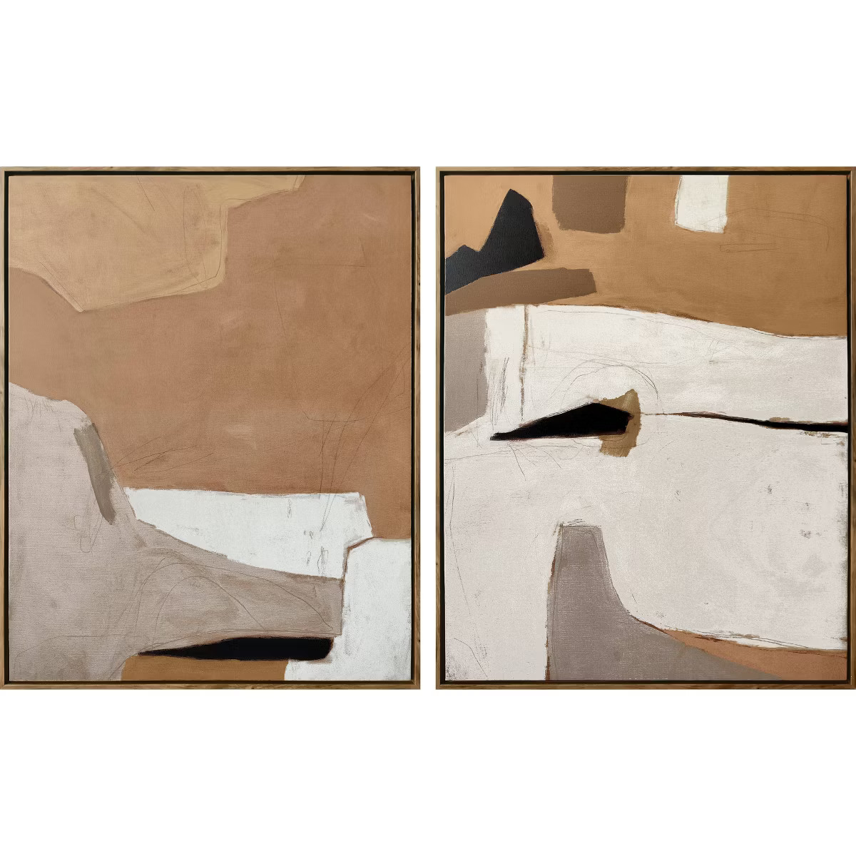(Set of 2) 24" x 30" Earth Abstract Framed Canvases Brown - Threshold™: Modern Vertical Wall Ar... | Target