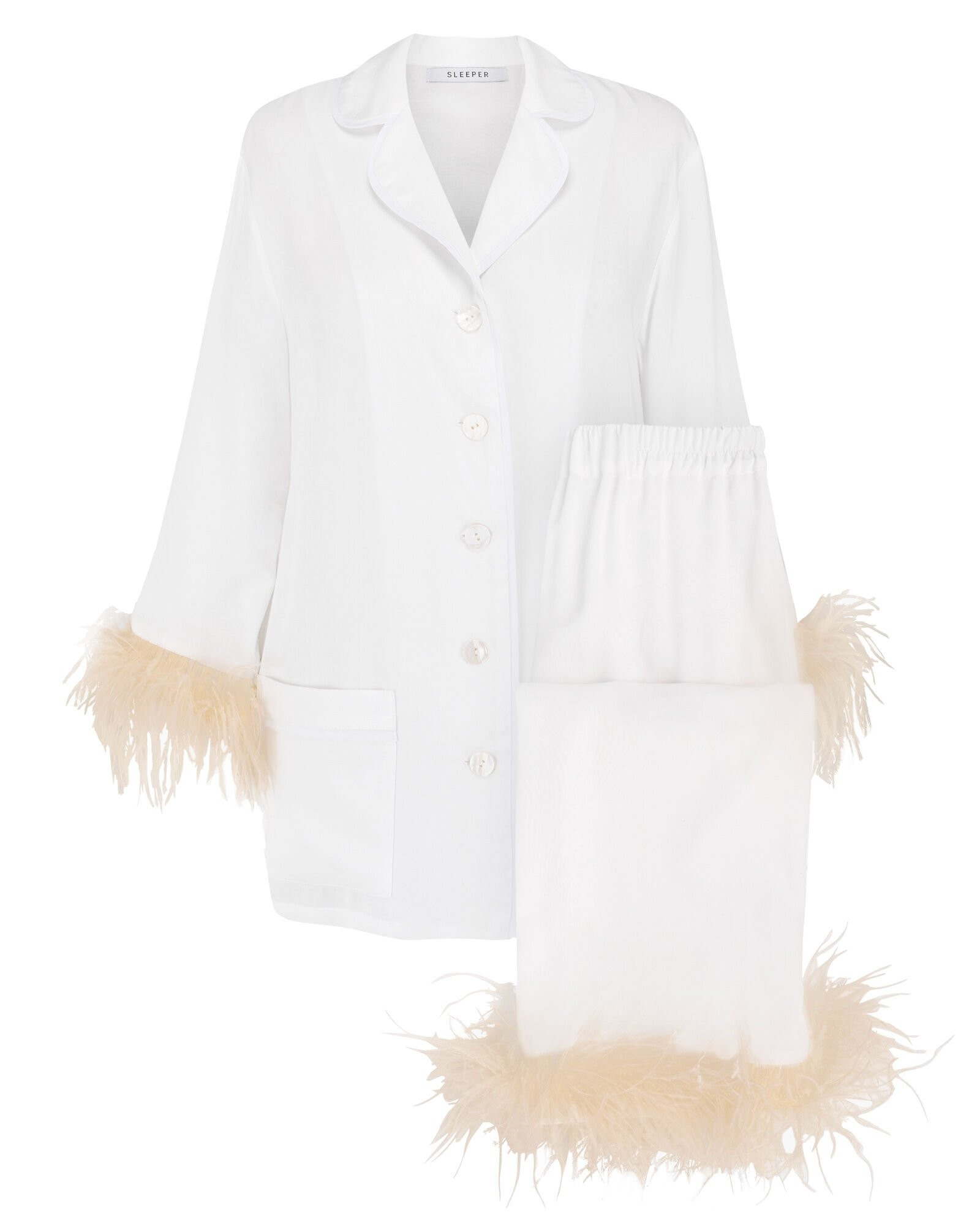 Feather-Trimmed Party Pajama Set | INTERMIX