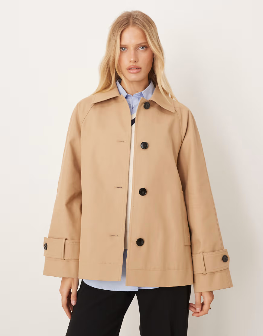 Mango cotton parka jacket in light beige-Neutral | ASOS (Global)