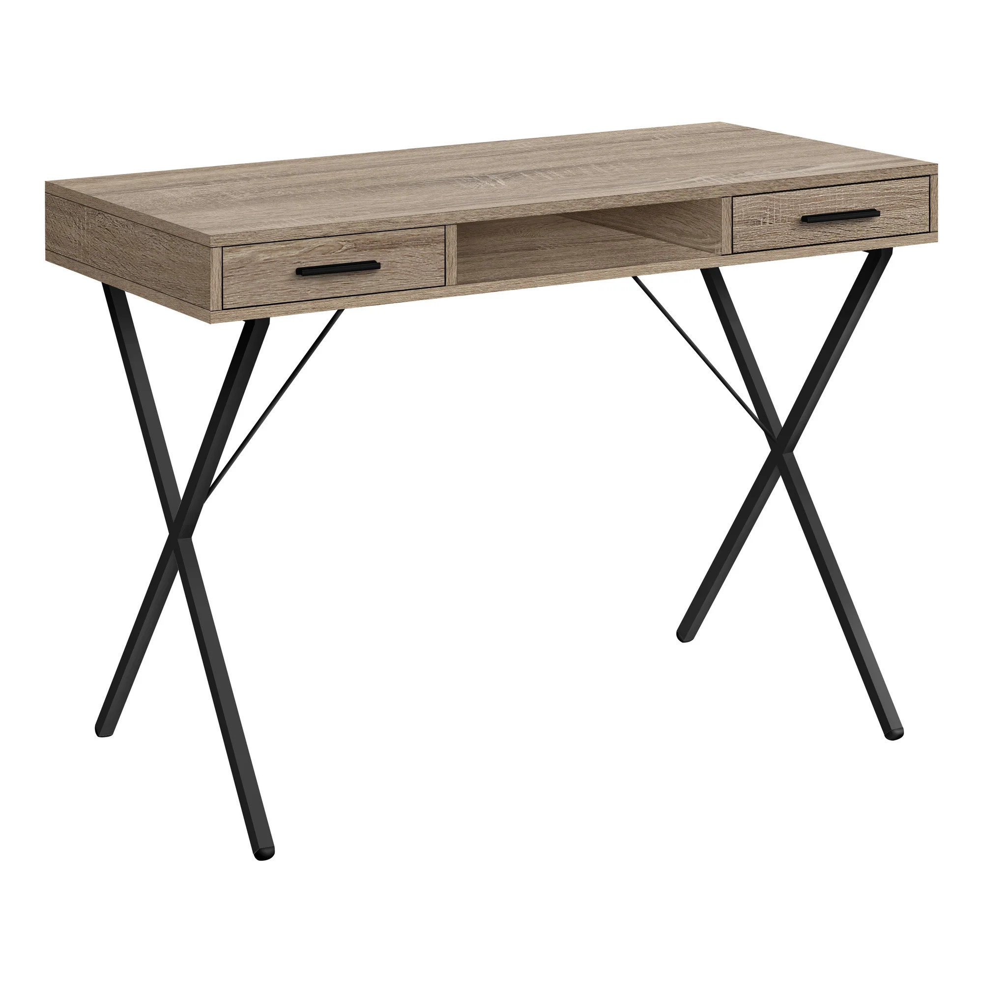 42" Taupe and Black Computer Desk With Two Drawers | Shop Simon