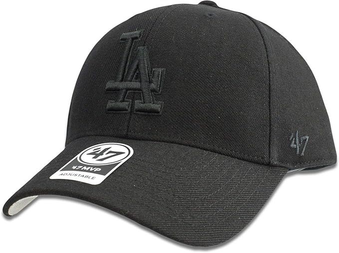 Los Angeles Dodgers Hat MLB Authentic '47 (Forty Seven) Brand MVP Adjustable Black on Black Baseb... | Amazon (US)
