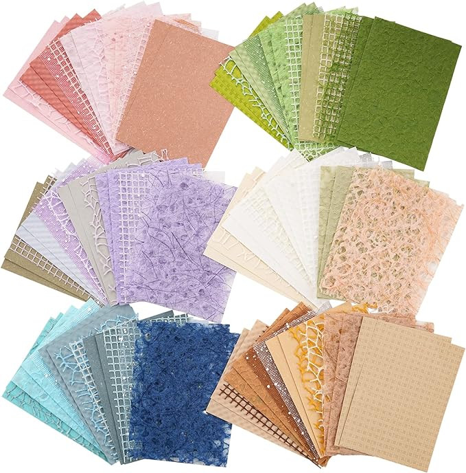 96 Sheets Textured Scrapbook Paper and Mesh Fabric Assorted Set - 6 Pack Mixed Special Paper for ... | Amazon (US)
