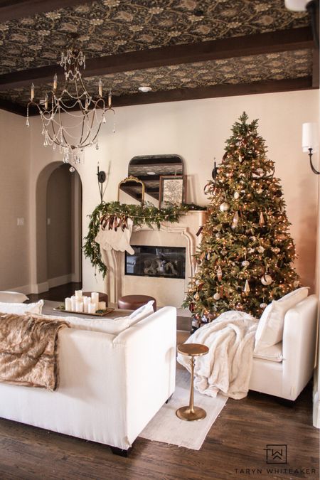 Vintage glam Christmas living room with chocolate brown and neutral Christmas decor. 

#LTKSeasonal #LTKHoliday #LTKhome