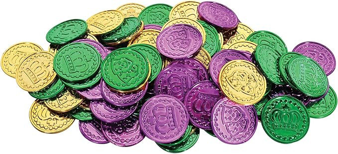 Beistle 200 Piece Plastic Mardi Gras Coins With Embossed Design, Pirate Treasure Hunt Party Favor... | Amazon (US)