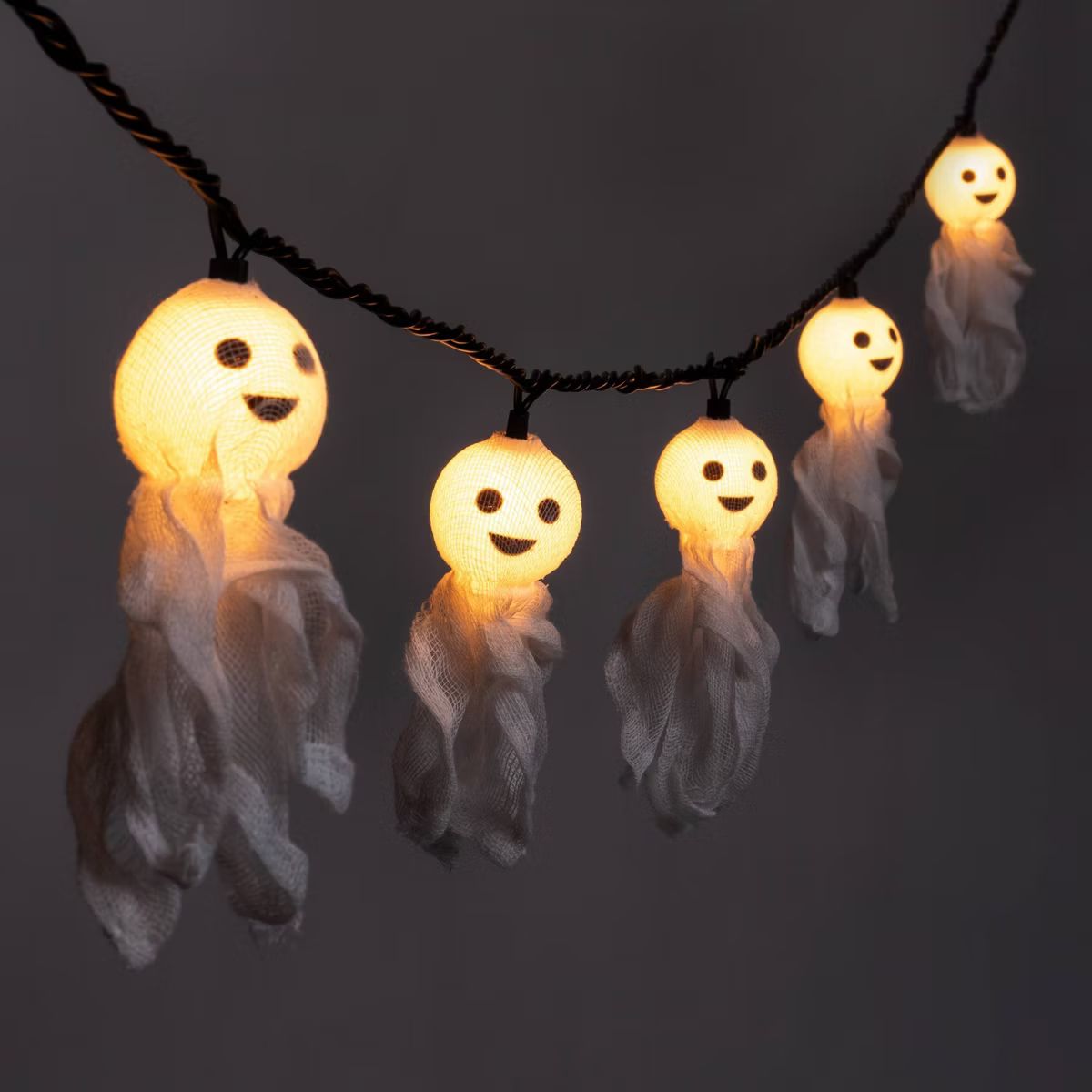 10ct Incandescent Fabric Ghost Halloween String Lights - Hyde & EEK! Boutique™: UL Listed, Indo... | Target