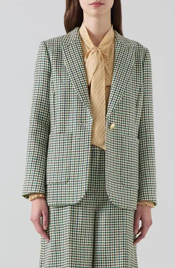 LK Bennett Daphne Houndstooth One-Button Wool Blazer | Nordstrom | Nordstrom