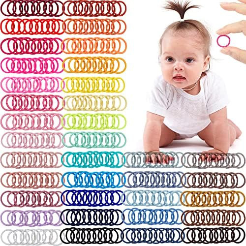 CÉLLOT 360PCS Baby Hair Ties, 36 Multicolors Elastic Hair Ties,2cm in Diameter No Crease Finger ... | Amazon (US)