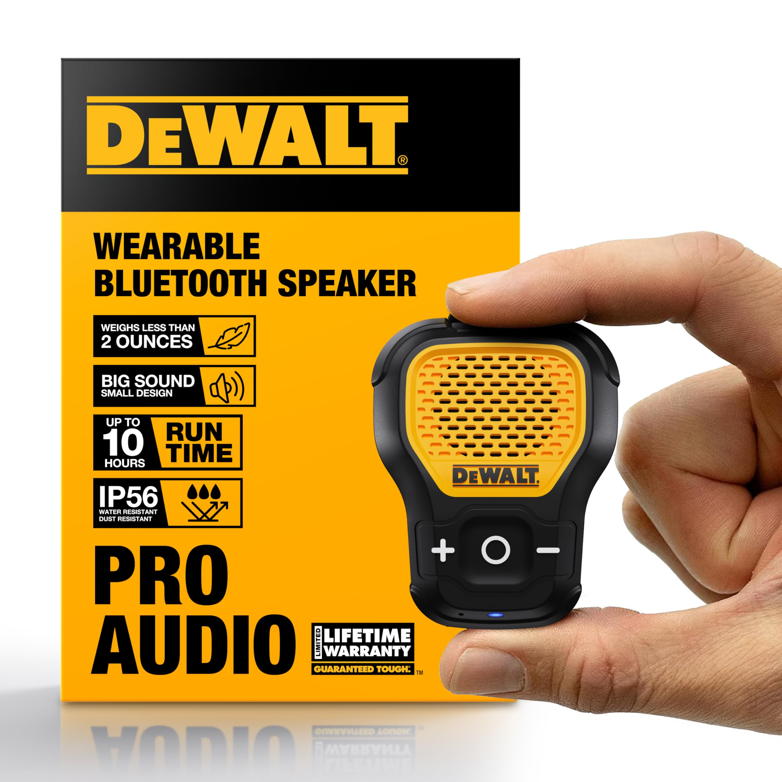 DEWALT Wearable Bluetooth Speaker (Updated Version), Clip-On Wireless Jobsite Pro Water-Resistant... | Amazon (US)