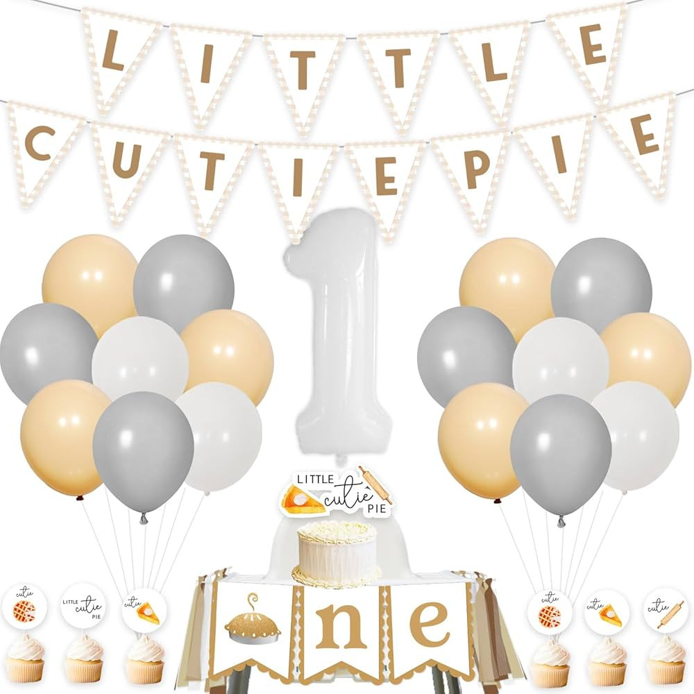 53Pcs Cutie Pie 1st Birthday Decorations, Pie First Birthday with Little Cutie Pie Banner, Cake C... | Amazon (US)