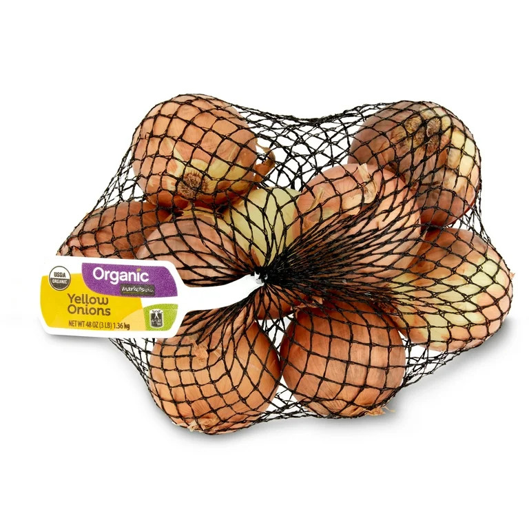 Marketside Organic Yellow Onions Whole Fresh, 3 lb Bag - Walmart.com | Walmart (US)