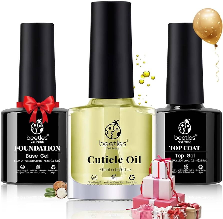 Beetles Gel Polish 3pcs 7.5ml Base Top Cuticle Oil Set | Amazon (US)