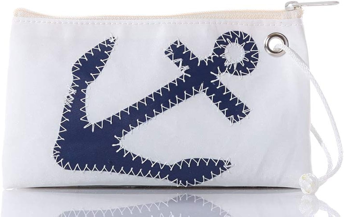 Sea Bags Navy Anchor Zip Top Wristlet - Recycled Sailcloth - Nautical - 8'L x 5'H | Amazon (US)