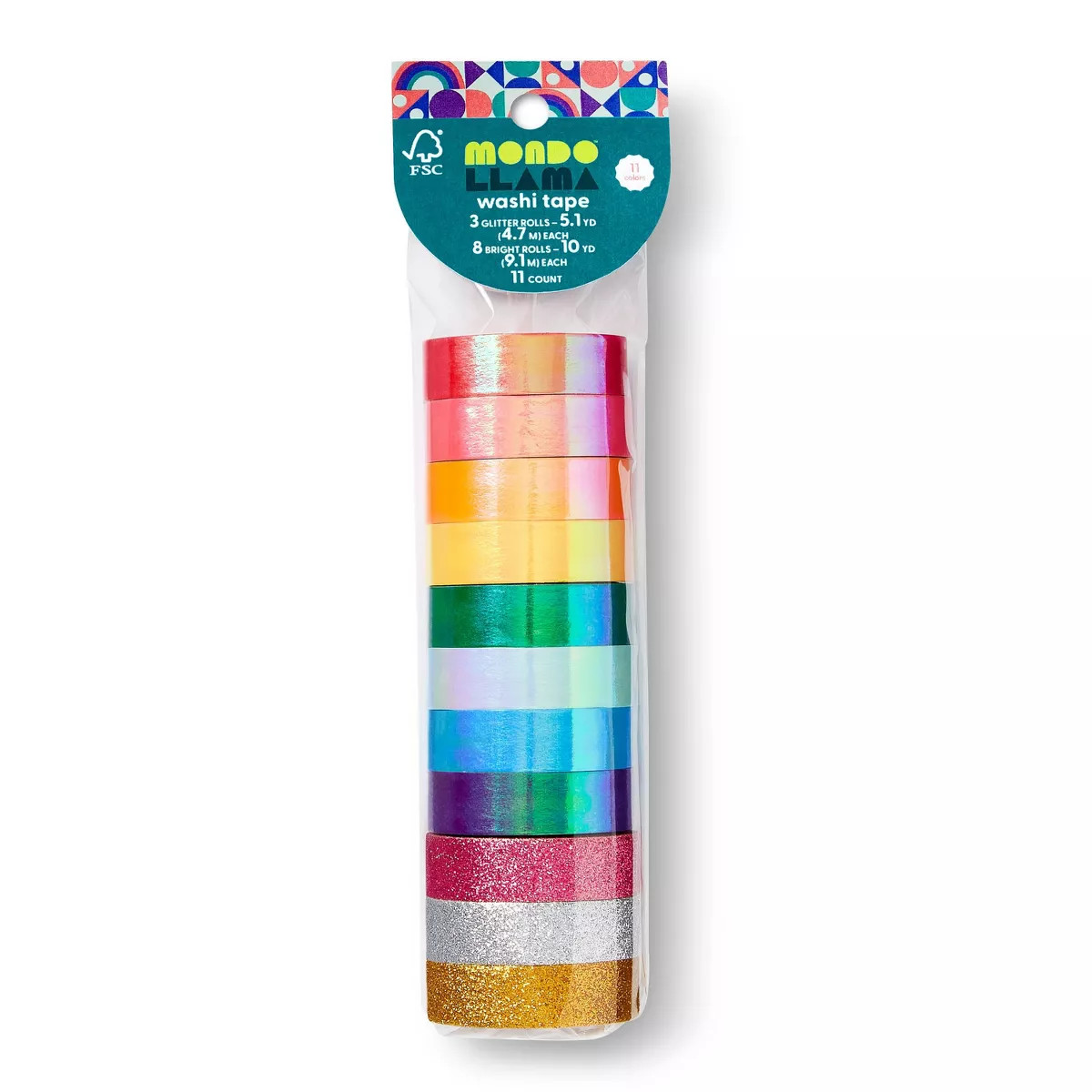 11pk Bright Glitter Washi Tape - Mondo Llama™ | Target