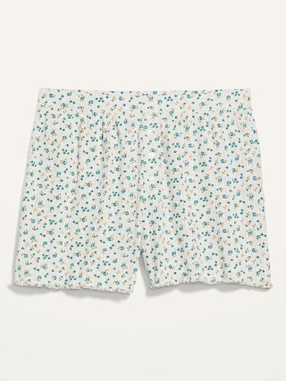 High-Waisted Floral Lettuce-Edge Pointelle-Knit Pajama Shorts for Women -- 3-inch inseam | Old Navy (US)