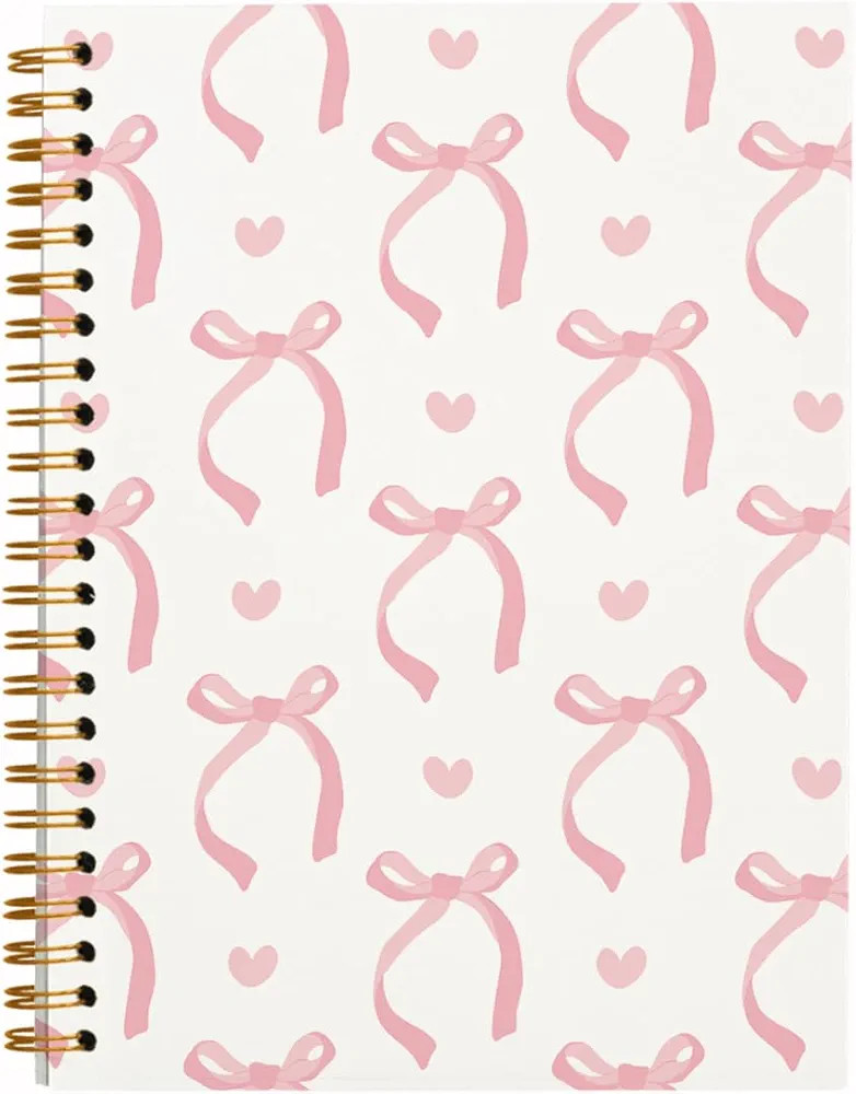 QUICQOD Coquette Pink Bow Notebook Journals,Preppy Cute Spiral Notebook for Teen Girls Women,Coqu... | Amazon (US)