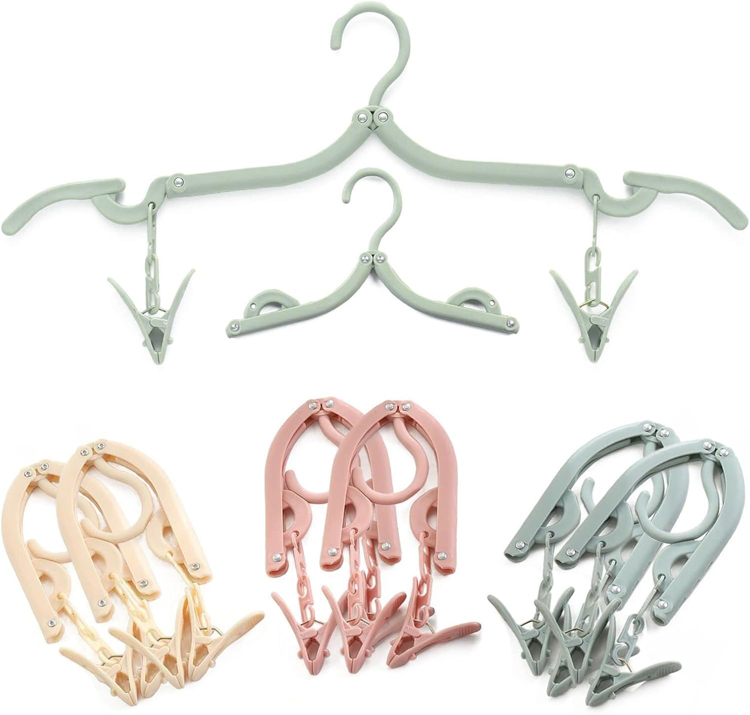 Thick Folding Clothes Hangers with Clips, Portable Multi-Purpose Hanger, for Travel Outdoor Campi... | Amazon (UK)