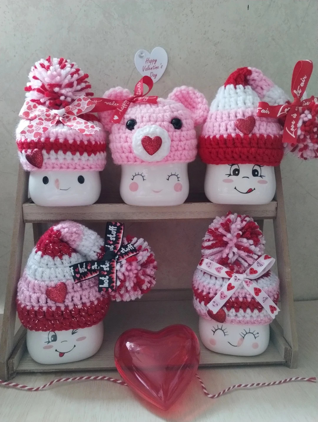 Crochet Valentine's Day Marshmallow Mug Hats, Tier Tray Decor, Valentine's Decor, Valentine's Day... | Etsy (US)