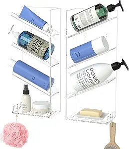 AITEE Acrylic Bathroom Organizer Caddy, Clear Shampoo Holder Wall Mounted, Shower Organizer with ... | Amazon (US)