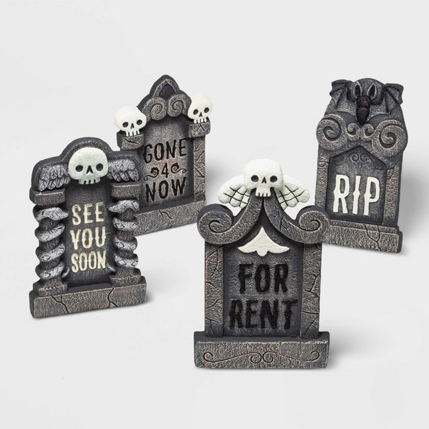 4pk Foam Gray and White Tombstone Halloween Decorative Prop - Hyde & EEK! Boutique™ | Target